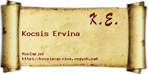 Kocsis Ervina névjegykártya